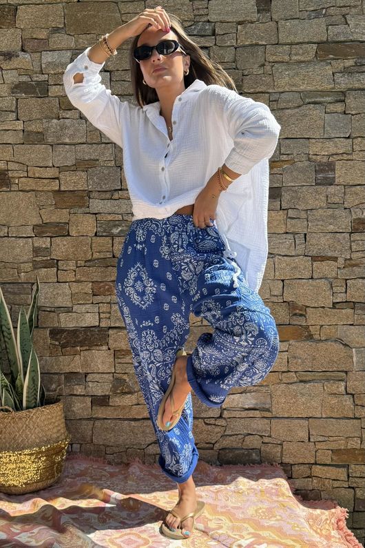 Hush Pillow Cotton Bandana B Classic Barrel Pant Malibu Blue Pre order 2 weeks 